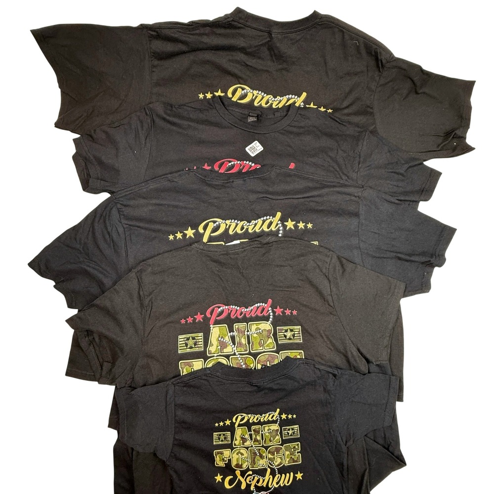 Lot 5 Air Force Family Graphic Tees Black Camo Rhinestone 3XL L XL XS Military